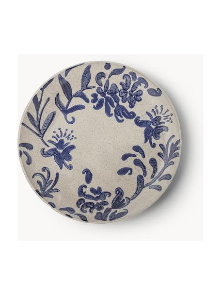 Assiettes à dessert avec motif floral peint à la main Petunia, 6 pièces, Grès cérame, Beige, tons bleus, Ø 19 cm