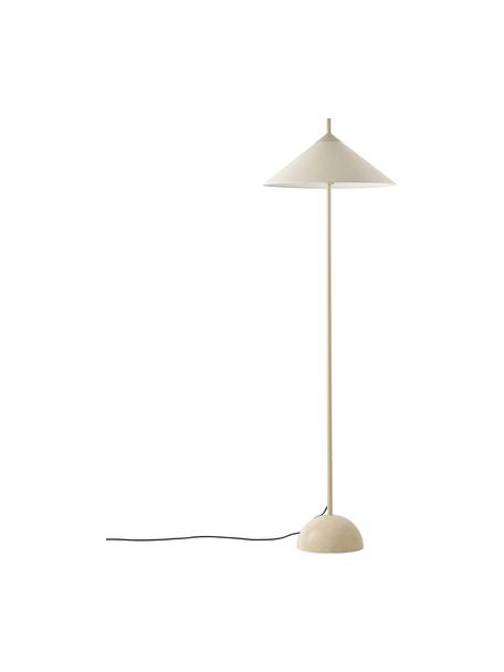 Lampada da terra beige con base in marmo Vica, Paralume: lino (100 % poliestere), Base della lampada: metallo verniciato a polv, Beige, Ø 50 x Alt. 160 cm