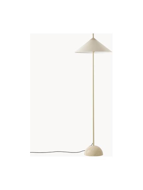 Lampada da terra con base in marmo Vica, Paralume: 50% poliestere, 40% visco, Struttura: metallo rivestito, Beige, Alt. 160 cm