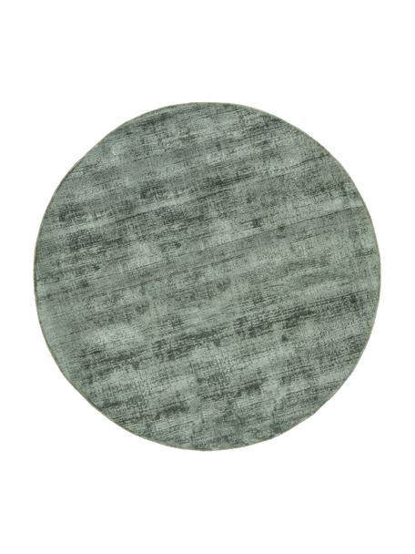 Alfombra redonda artesanal de viscosa Jane, Parte superior: 100% viscosa, Reverso: 100% algodón, Verde, Ø 120 cm (Tamaño S)