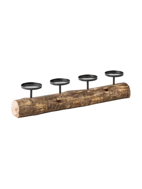 Kandelaar Tempe van hout, Metaal, hout, Donker hout, zwart, L 51 cm, B 8 cm, H 12 cm