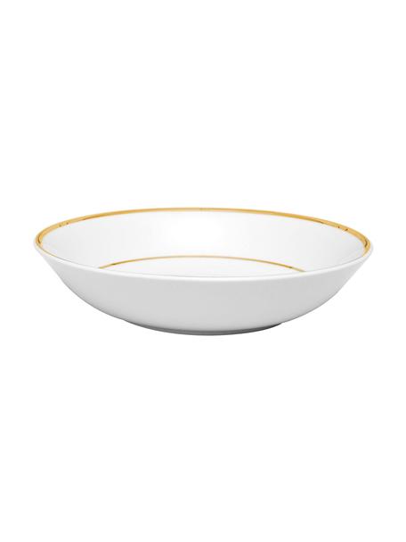 Porcelánový hlboký tanier so zlatým okrajom Ginger, 6 ks, Porcelán, Biela, odtiene zlatej, Ø 23 x V 5 cm