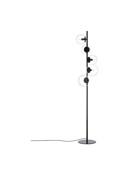 Stojacia lampa zo skla Casey, Čierna, priehľadná, Ø 37 x V 170 cm