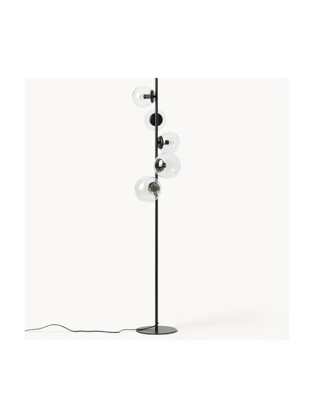 Lámpara de pie Casey, Estructura: metal con pintura en polv, Cable: cubierto en tela, Negro, Al 170 cm