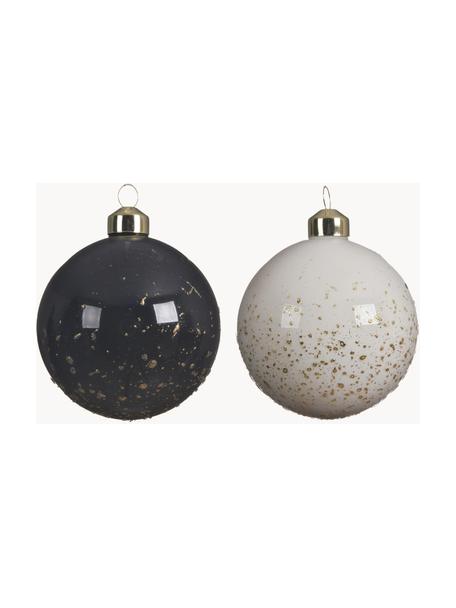 Bolas de Navidad Spotty Ø 8 cm, 4 uds., Negro, blanco, dorado, Ø 8 cm