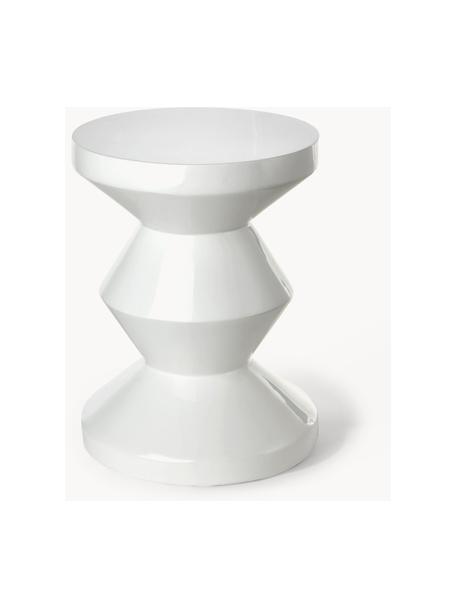 Tavolino rotondo Zig Zag, Plastica laccata, Bianco, Ø 36 x Alt. 46 cm