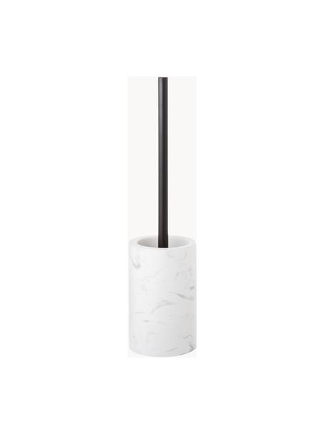Scopino Daro con contenitore in ceramica, Contenitore: ceramica, Manico: metallo rivestito, Bianco marmorizzato, nero, Ø 10 x Alt. 43 cm