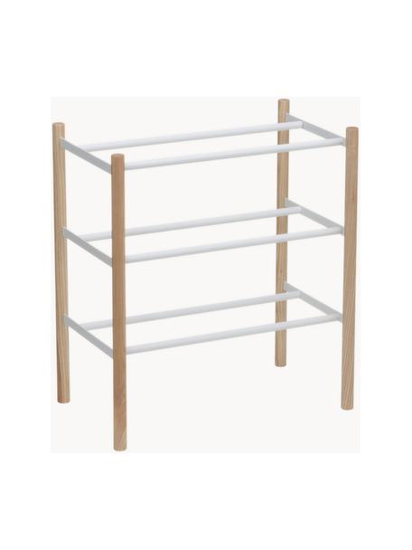 Étagère à chaussures extensible Plain, Blanc, bois clair, larg. 41-70 x haut. 46 cm