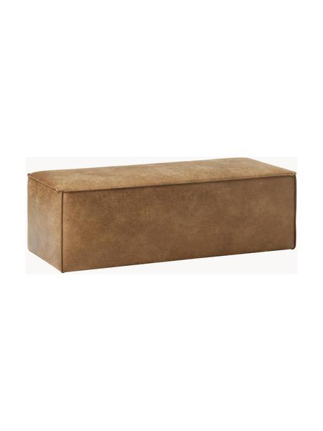 Banc rembourré en cuir recyclé Sanja, Cuir brun, larg. 122 x prof. 54 cm
