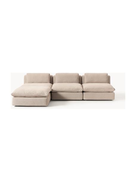 Canapé d'angle modulable XL avec pouf Felix, Tissu beige, larg. 300 x prof. 250 cm