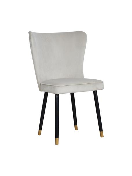 Sedia imbottita in velluto Monti, Rivestimento: velluto (100% poliestere), Gambe: legno, impiallacciato, Velluto grigio chiaro, nero, dorato, Larg. 55 x Prof. 66 cm