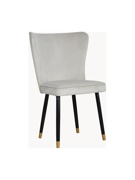 Sedia imbottita in velluto Monti, Rivestimento: velluto (100% poliestere), Gambe: legno, impiallacciato, Velluto grigio chiaro, nero, dorato, Larg. 55 x Prof. 66 cm