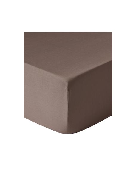 Drap-housse en satin de coton Comfort, Brun, larg. 90 x long. 200 cm, haut. 25 cm