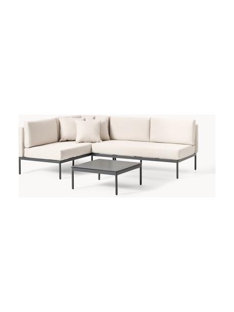 Tuin loungeset Linden, 2-delig, Bekleding: 100% polyester Met 20.000, Frame: metaal, gepoedercoat, Tafelblad: polystyreen, Frame: metaal, gepoedercoat, Donkergrijs, beige, Set met verschillende formaten