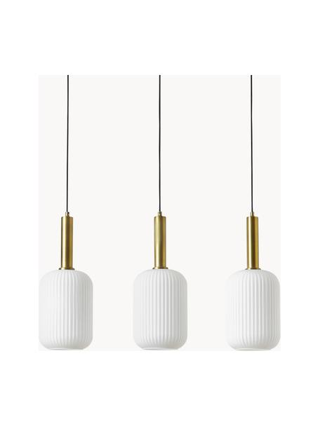 Lámpara de techo de vidrio opalino Candela, Cable: cubierto en tela, Blanco, dorado, An 87 x Al 29 cm