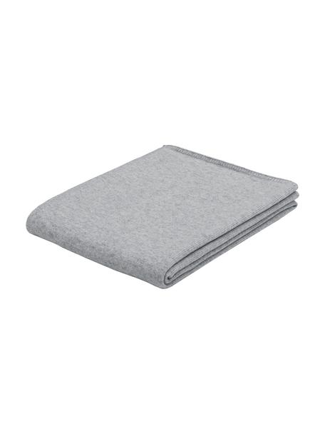 Coperta a maglia fine in cashmere grigio chiaro Viviana, 70% cashmere, 30% lana, Grigio chiaro, Larg. 130 x Lung. 170 cm