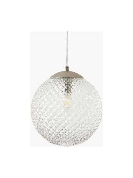 Kleine Pendelleuchte Lorna aus Glas, Lampenschirm: Glas, Transparent, Silberfarben, Ø 25 cm