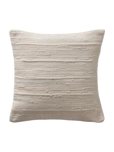 Kissenhülle Elvira mit strukturierter Oberfläche, 90% recycelte Baumwolle, 10% Baumwolle, Cremefarben, 50 x 50 cm