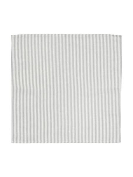 Serviettes de table composées pour moitié de lin Rayures, 6 pièces, Blanc, gris, larg. 45 x long. 45 cm