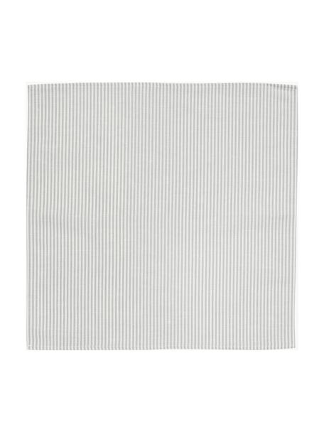 Jednoduše lemovaný látkový ubrousek Streifen, 6 ks, Bílá, šedá, Š 45 cm, D 45 cm