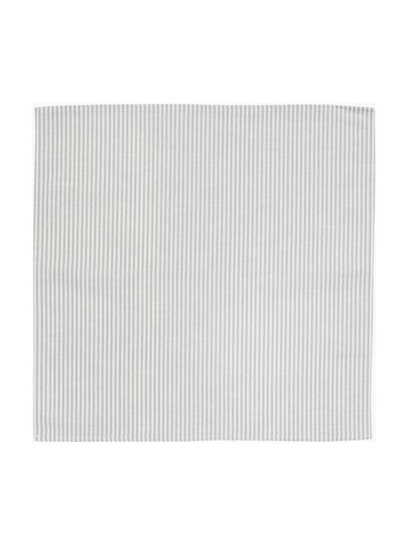 Stof-servetten strepen van halflinnen, 6 stuks, Wit, grijs, B 45 x L 45 cm