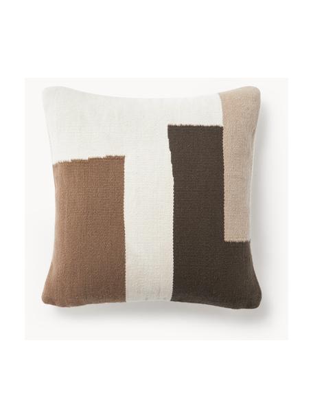 Kissenhülle Aylin mit abstrakter Verzierung, 85 % Wolle, 15 % Baumwolle, Brauntöne, B 50 x L 50 cm