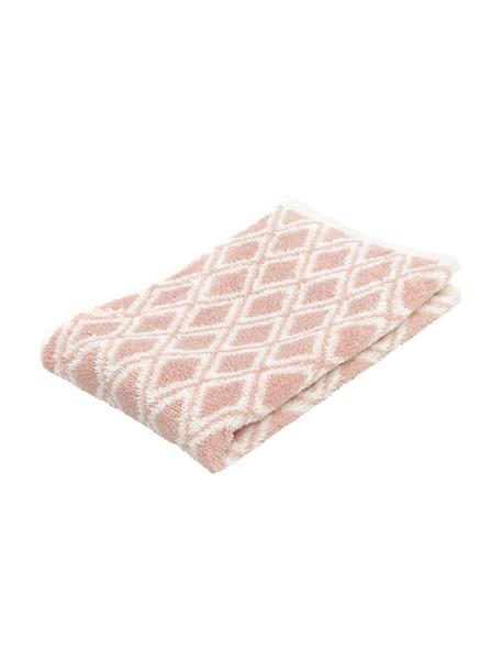 Dubbelzijdige handdoek Ava met grafisch patroon, 100% katoen, middelzware kwaliteit, 550 g/m², Roze, crèmewit, Gastendoekje