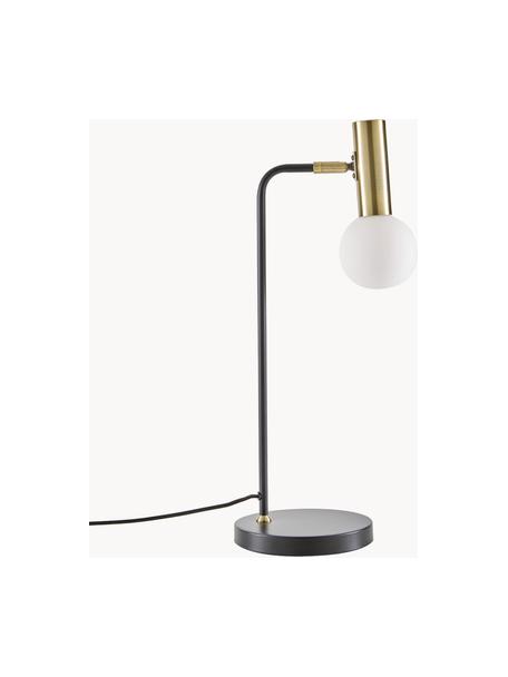 Grote tafellamp Wilson met glazen lampenkap, Lampenkap: glas, Lampvoet: metaal, Zwart, messingkleurig, B 22 x H 54 cm
