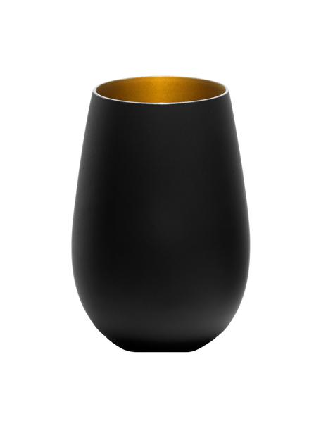 Bicchiere tipo long drink in cristallo nero/dorato Elements 6 pz, Cristallo rivestito, Nero, ottonato, Ø 9 x Alt. 12 cm, 465 ml