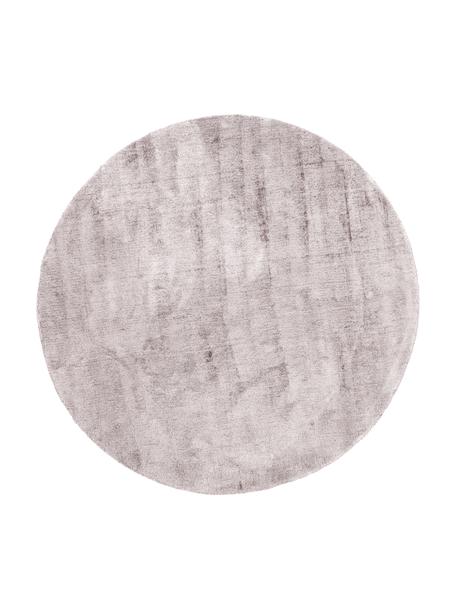 Alfombra redonda artesanal de viscosa Jane, Parte superior: 100% viscosa, Reverso: 100% algodón, Lila claro, Ø 115 cm (Tamaño S)
