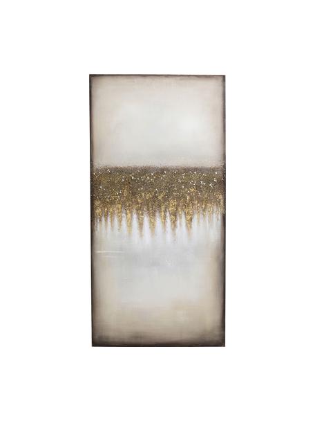 Handbeschilderde canvasdoek Prato, Frame: dennenhout, Beigetinten, goudkleurig, B 100 x H 200 cm
