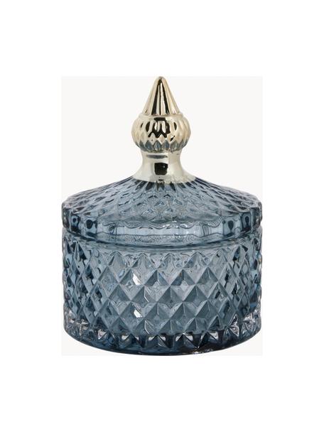 Petite boîte de rangement Myan, Verre, Gris-bleu, doré, Ø 9 x haut. 11 cm