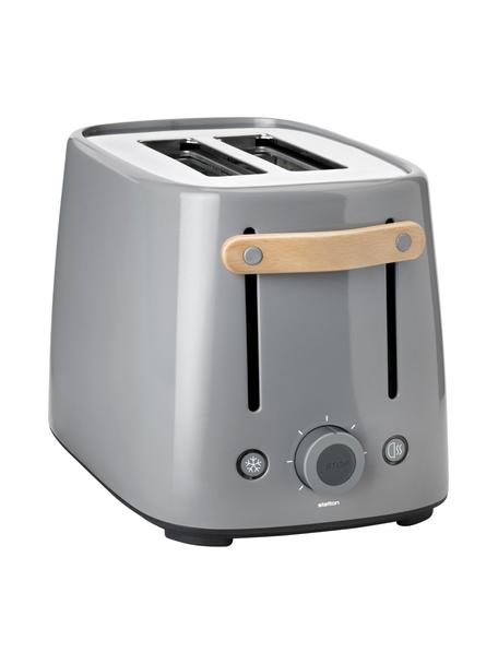 Toaster Emma in Grau glänzend, Griff: Buchenholz, Grau, B 20 x H 20 cm