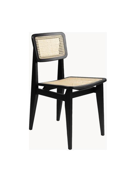 Houten stoel C-Chair van eikenhout met Weens vlechtwerk, Frame: eikenhout, geolied, Eikenhout zwart gelakt, lichtbeige, B 41 x D 53 cm