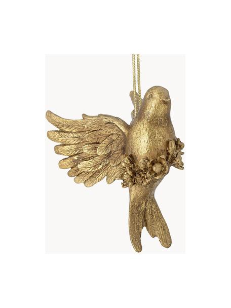 Adorno navideño pájaro Jaylyn, Poliresina, Dorado, An 13 x Al 13 cm