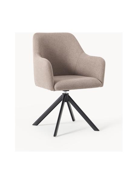 Otočná židle s područkami Isla, Taupe, černá matná, Š 63 cm, V 58 cm