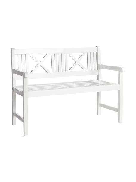 Grand banc de jardin en bois Rosenborg, Bois de teck, laqué, Blanc, larg. 120 x haut. 89 cm