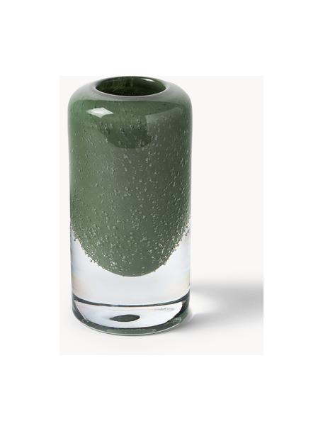 Malá ručne fúkaná váza Dylla, V 16 cm, Sodno-vápenaté sklo, Zelená, priehľadná, Ø 8 x V 16 cm