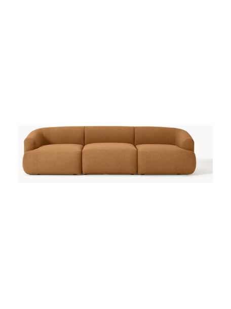 Sofa modułowa bouclé Sofia (3-osobowa), Tapicerka: bouclé (100% poliester) D, Stelaż: drewno świerkowe z certyf, Nogi: tworzywo sztuczne, Jasnobrązowy bouclé, S 273 x G 103 cm