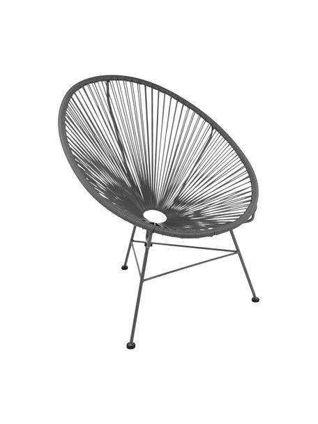 Fotel wypoczynkowy ze splotu z tworzywa sztucznego Bahia, Stelaż: metal malowany proszkowo, Ciemny szary, S 81 x G 73 cm