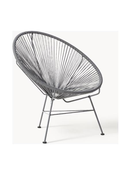 Fauteuil acapulco en plastique tressé Bahia, Gris foncé, larg. 81 x prof. 73 cm