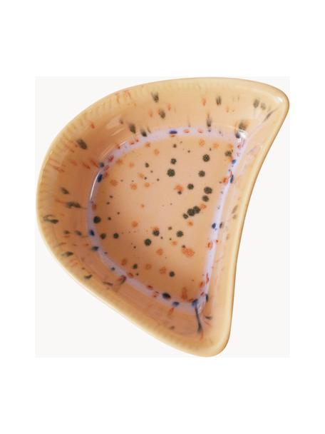 Handgefertigte Servierschale Shell aus Steinzeug, Steinzeug, Peach, Ocker, gesprenkelt, B 14 x T 11 cm