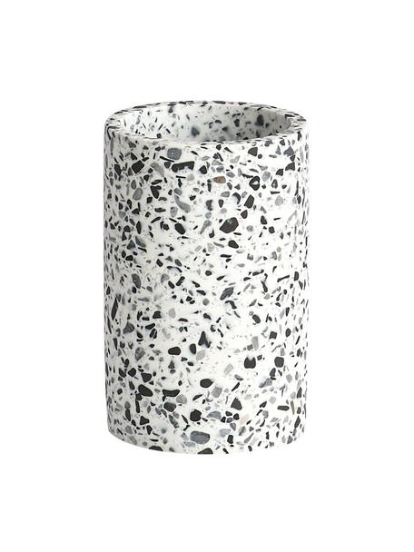 Zahnputzbecher Terrazzo aus Kunststoff, Polyresin, Schwarz, Weiss, Ø 7 x H 11 cm