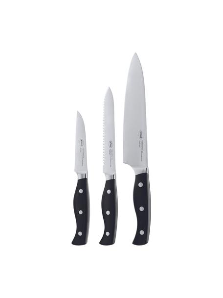 Set de cuchillos de acero inoxidable Pura, 3 uds., Acero inoxidable 18/10, Plateado, Set de diferentes tamaños