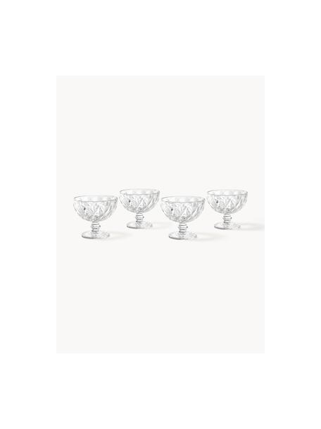Cocktailschalen Colorado mit Strukturmuster, 4 Stück, Glas, Transparent, Ø 12 x H 10 cm, 260 ml