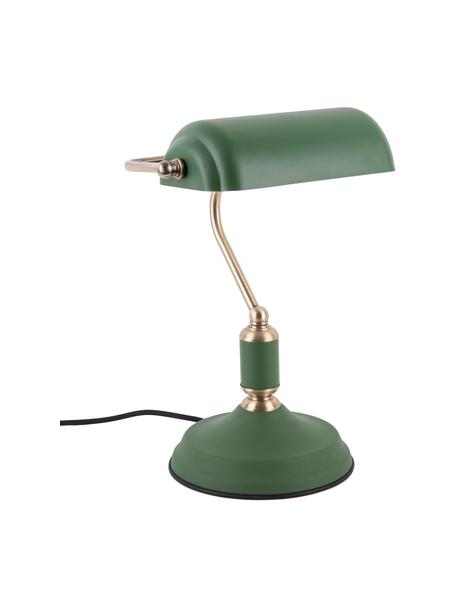 Kleine Retro-Schreibtischlampe Bank aus Metall, Lampenschirm: Metall, beschichtet, Lampenfuß: Metall, beschichtet, Grün, 27 x 34 cm