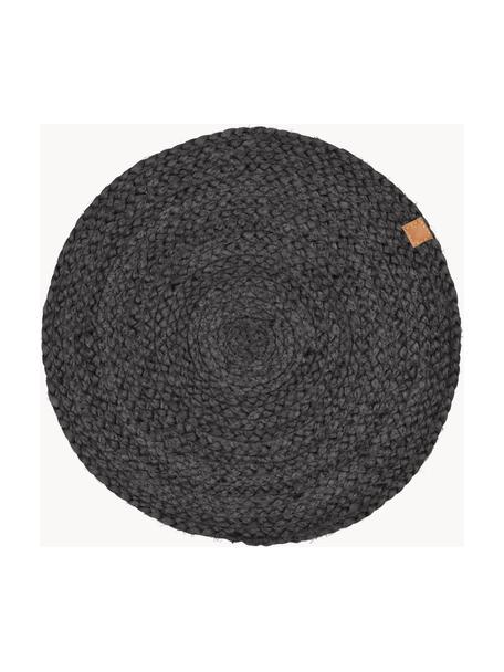 Runde Tischsets Ash aus Jute, 4 Stück, 100 % Jute, Anthrazit, Ø 35 cm