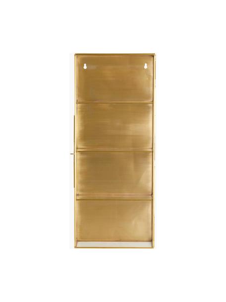Metalen wandplank Ada met glazen planken en glazen deur, Frame: vermessingd metaal, Goudkleurig, B 25 x H 60 cm