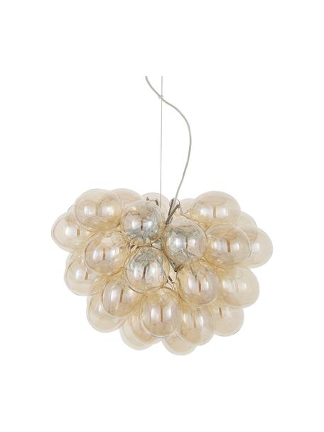 Hanglamp met glazen bollen Gross, Baldakijn: verchroomd nikkel, Amberkleurig, Ø 50 x H 45 cm