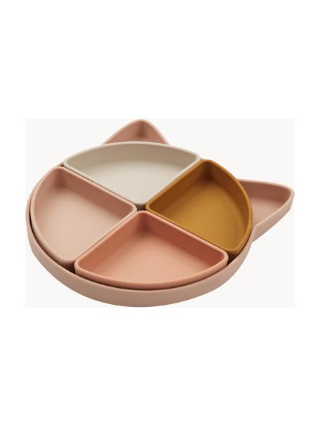 Assiettes pour enfant Arne, 5 élém., 100 % silicone, Beige, tons roses, brun, Lot de différentes tailles